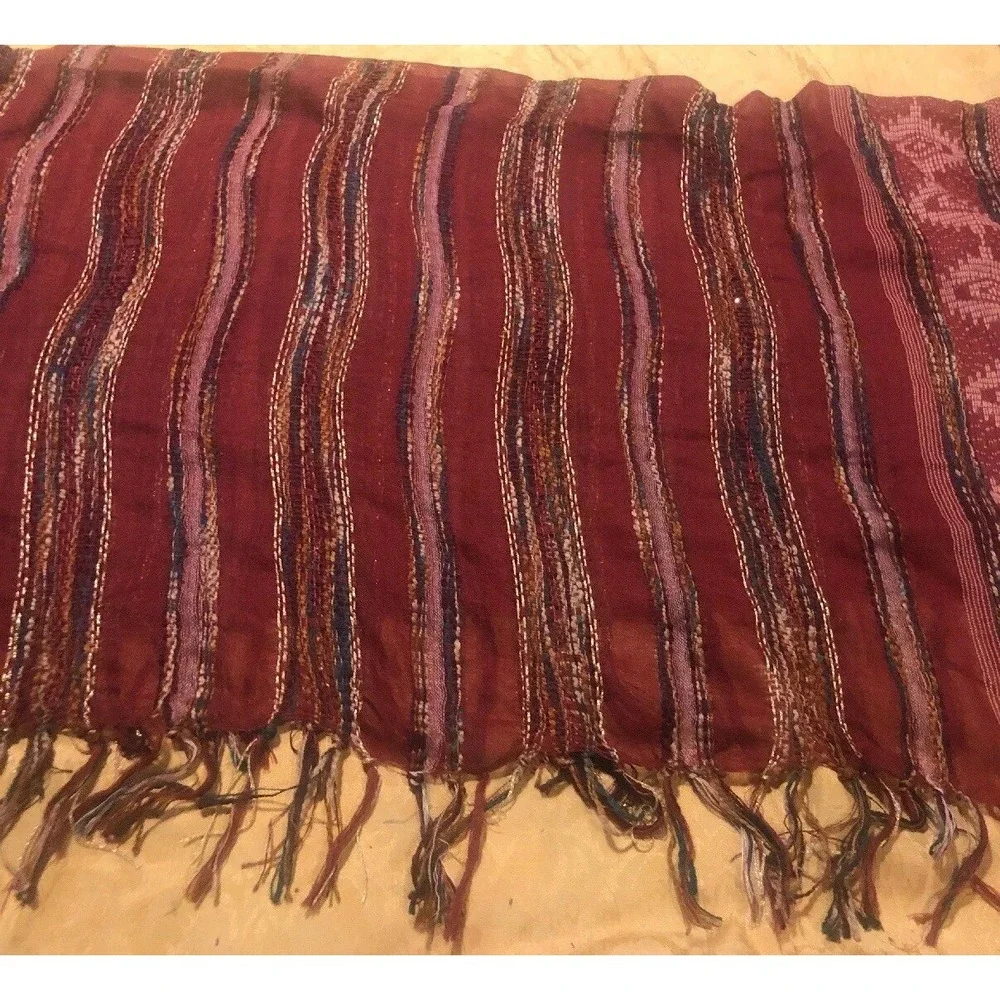 Francesca's Reddish Pink Multi Scarf W Fringe‎ New